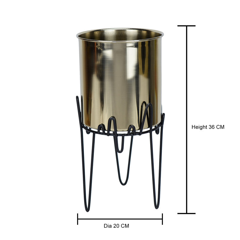 Retsa Stainless Steel Planter - Gold & Black media 5