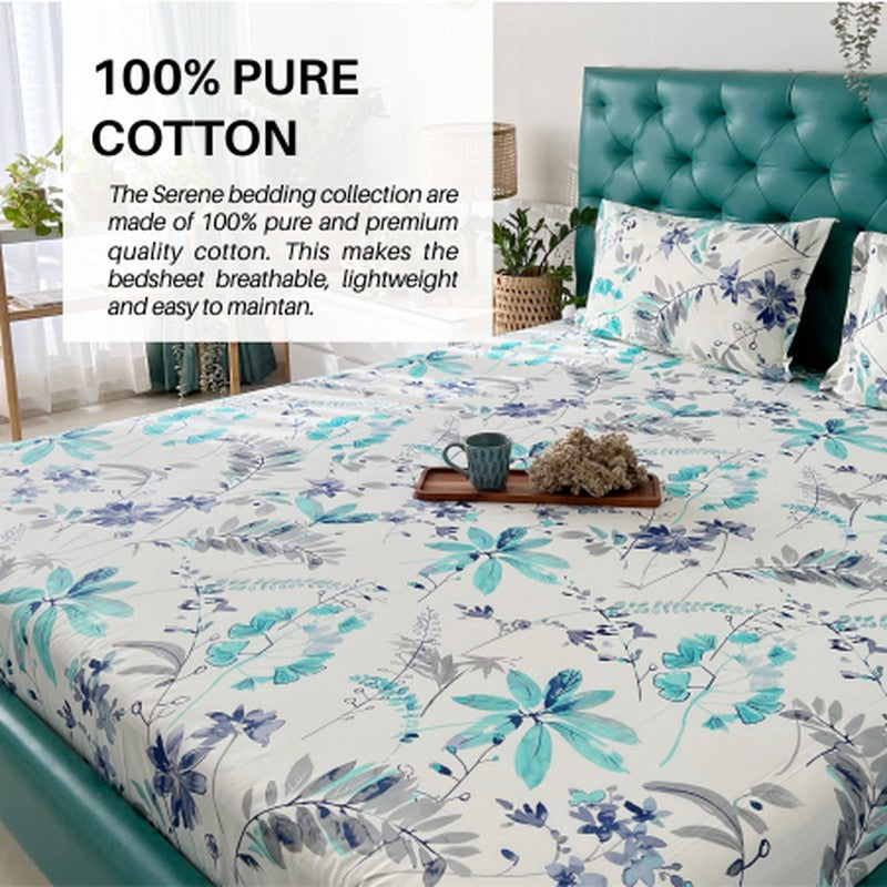 Urban Space Florvia Cotton Bedsheet (Blue) - 200 TC media 7