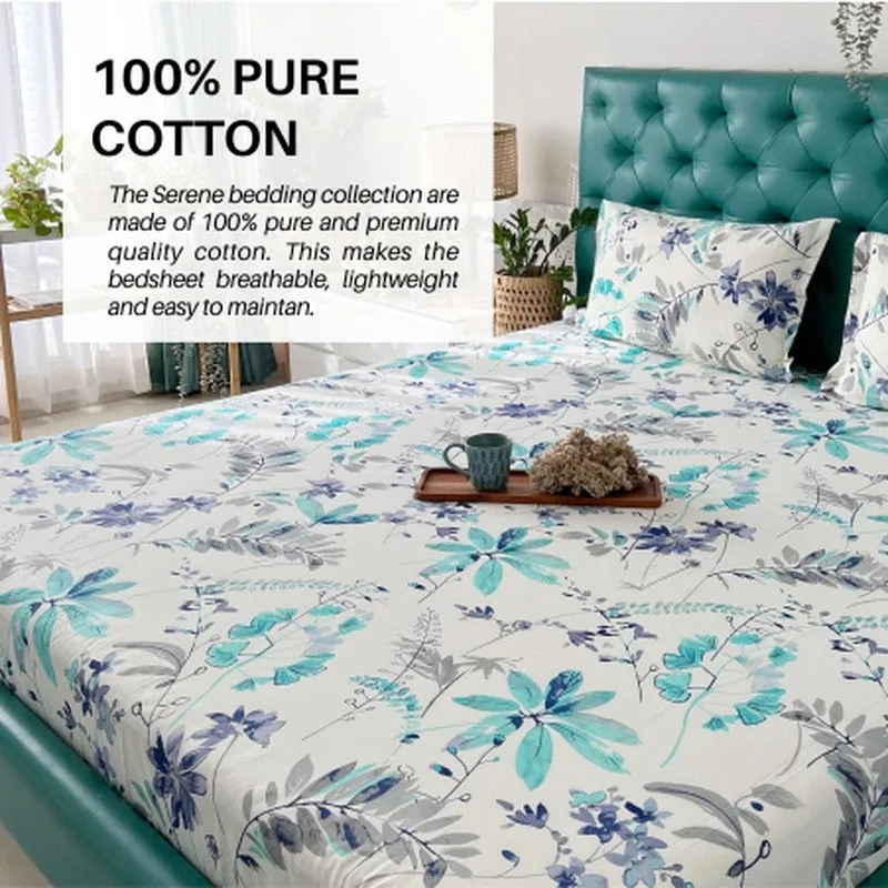 Urban Space Florvia Cotton Bedsheet (Blue) - 200 TC media 7
