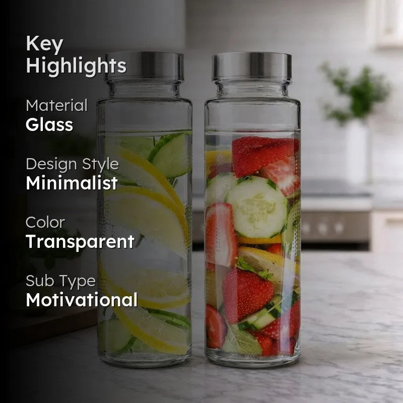 CrystalSip Transparent Glass Bottle (750 mL Each) - Set Of Two media 2