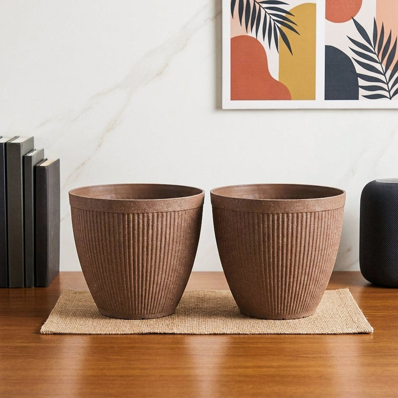 BloomBin Planters (Brown) - Set Of Two