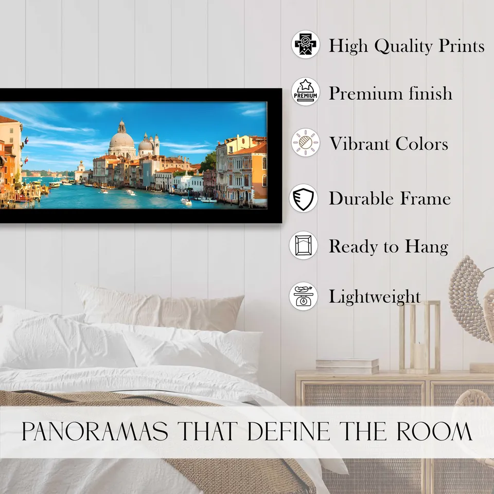 Aquarel Scenic Canal City Wall Art With Frame media 3