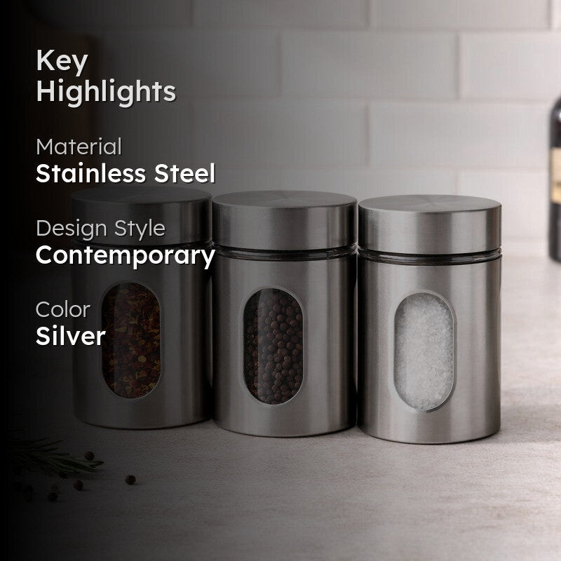 Kitchen Vault Stainless Steel Jar (300 mL Each) - Set Of Three media 2