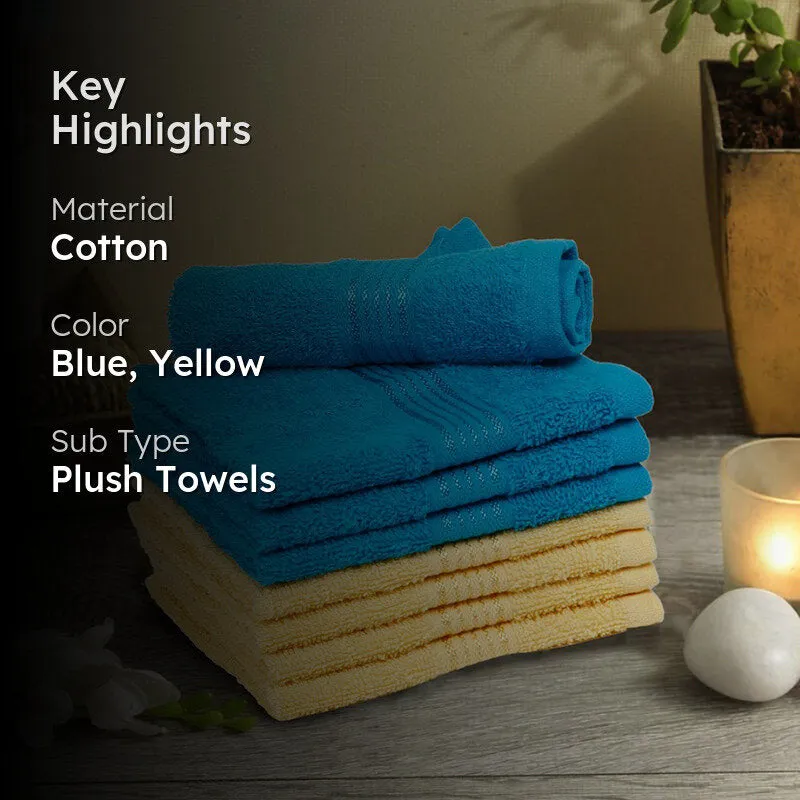 Eva Quick Dry Face Towel (Blue & Yellow) - Set Of Eight media 2