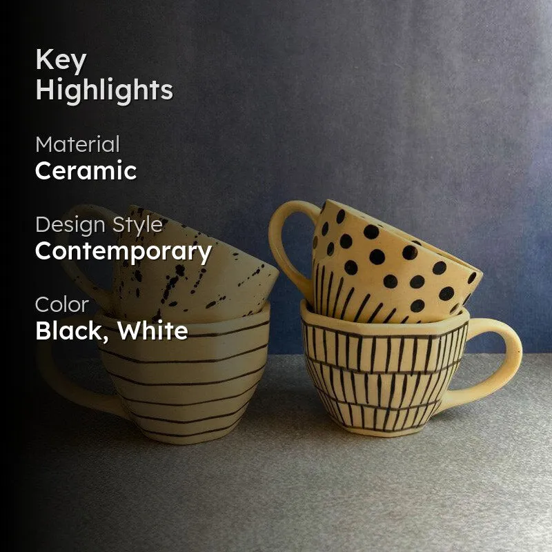 Minesa Ceramic Coffee Mug (250 mL Each) - Set of Four media 2