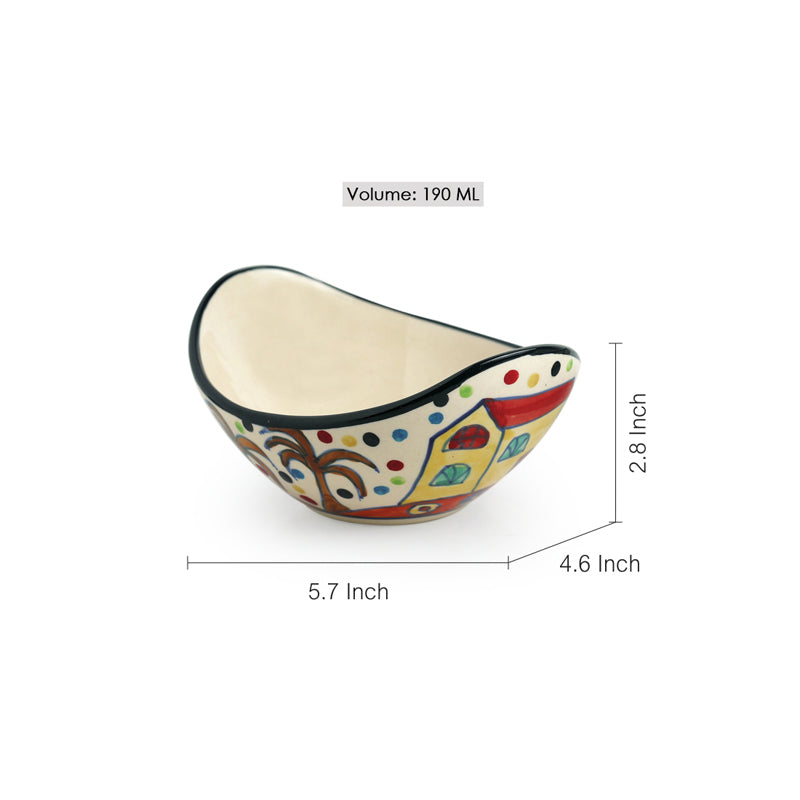 Coastal Cottage Curved Ceramic Bowl (190 ML) - Set Of Two media 5