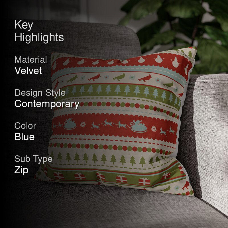 Frosty Noel Cheers Velvet Christmas Cushion Cover media 2