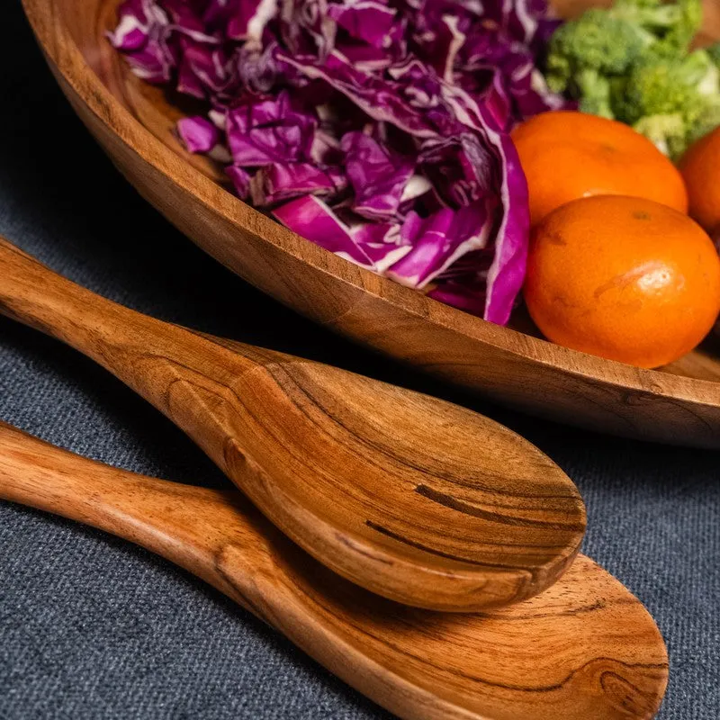 Verdant Shallow Wood Salad Bowl with Serving Spoons (1500 mL) - Three Piece Set media 10