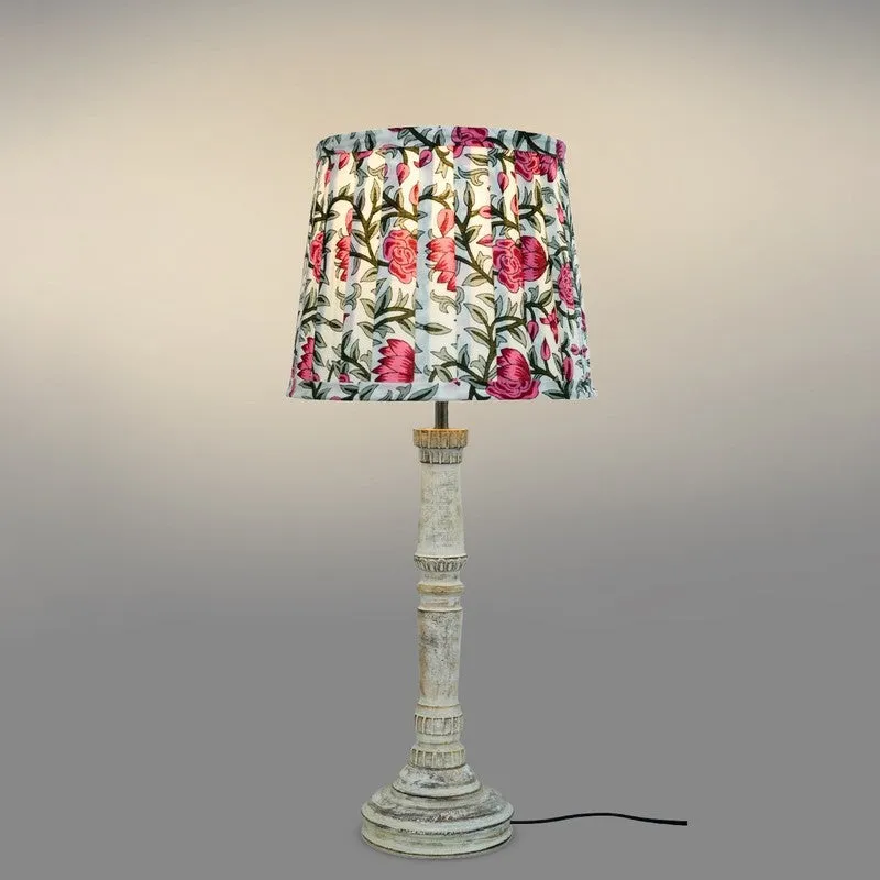 Rosevine Wooden Base Cotton Table Lamp - Multicolor media 4