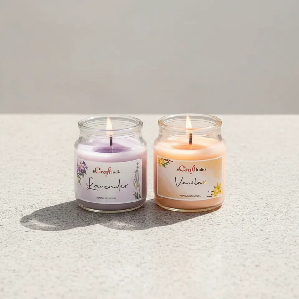 Lavender & Vanilla Scented Jar Candle - Set Of Two media 1