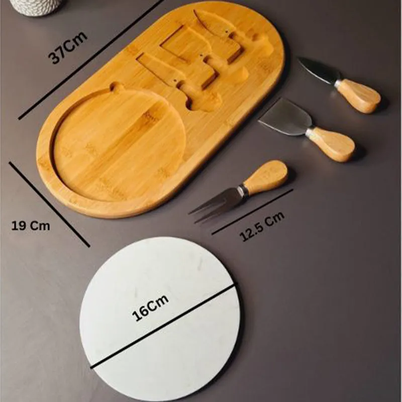 Grove & Grain (Wood,Marble,Stainless Steel) Cheese Platter - Five Piece Set media 4