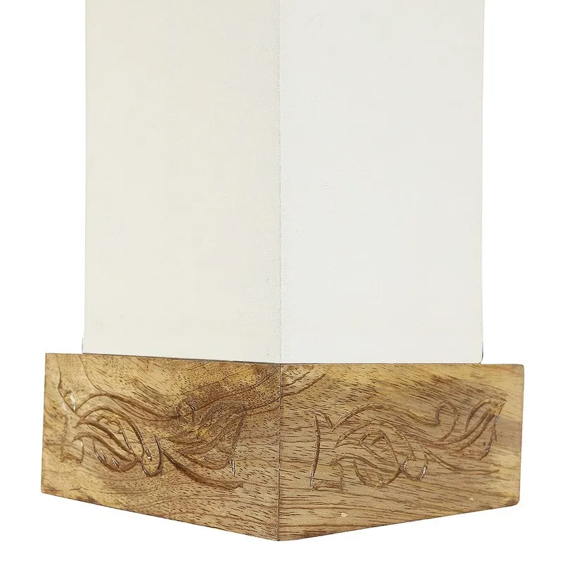 Divanae Cotton Table Lamp With Wooden Base - White media 6