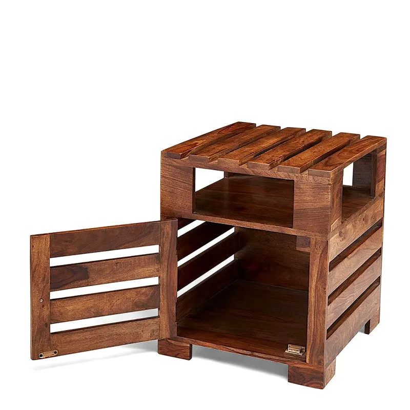 Wverix Sheesham Wooden Side & Bedside Table - Brown media 5