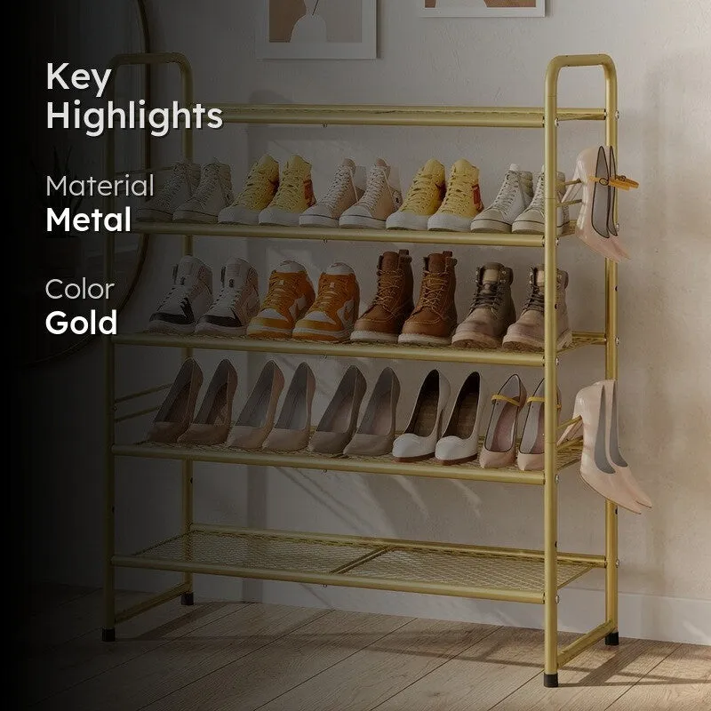 Slim Metal Shoe Rack - Gold media 2