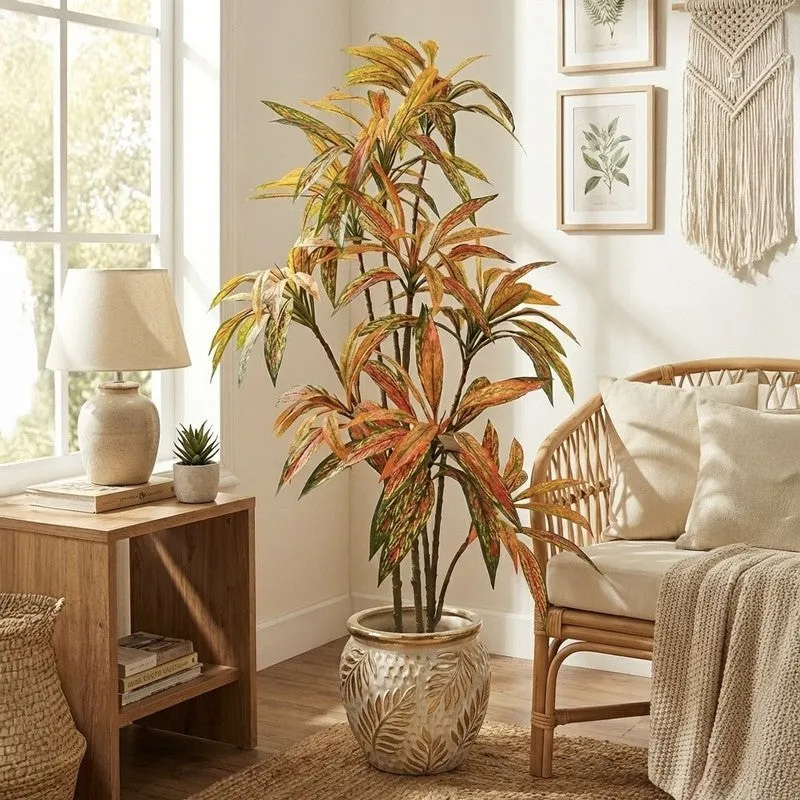 Ventira Artificial Dracaena Green Tree With Black Plastic Pot 5.6 ft media 5
