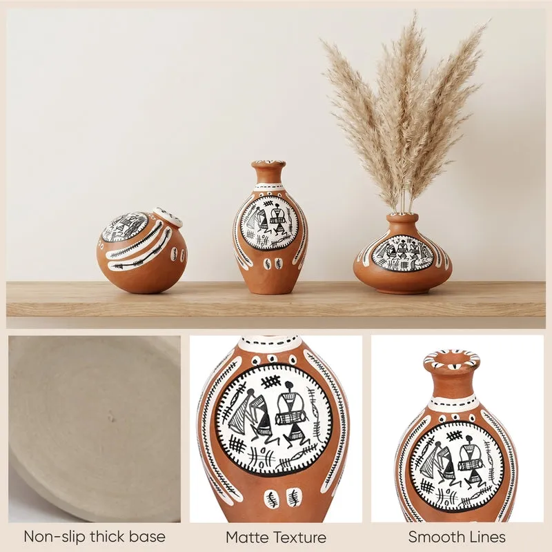 Maroa Tribal Terracotta Vase - Set Of Three media 14
