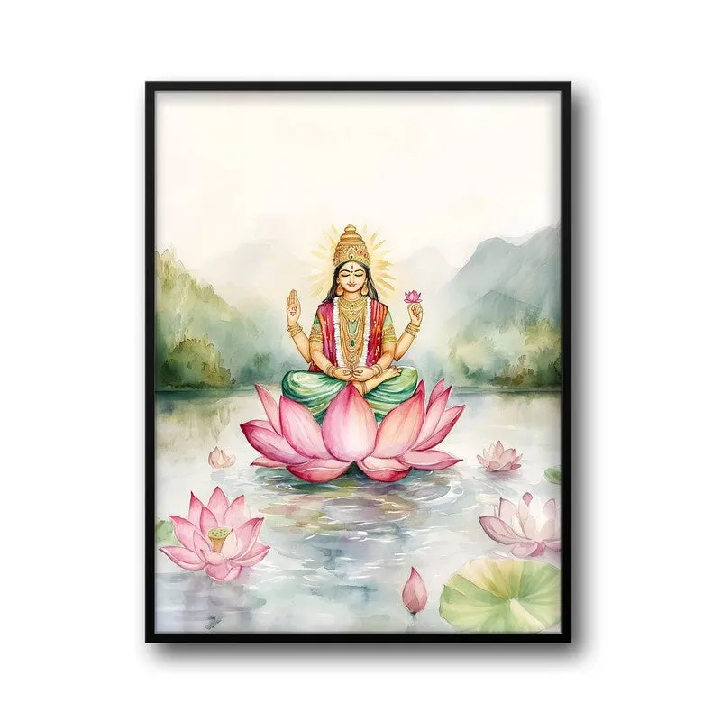 Vishnupriya Spiritual Archival Paper Wall Painting With Frame - Black media 5