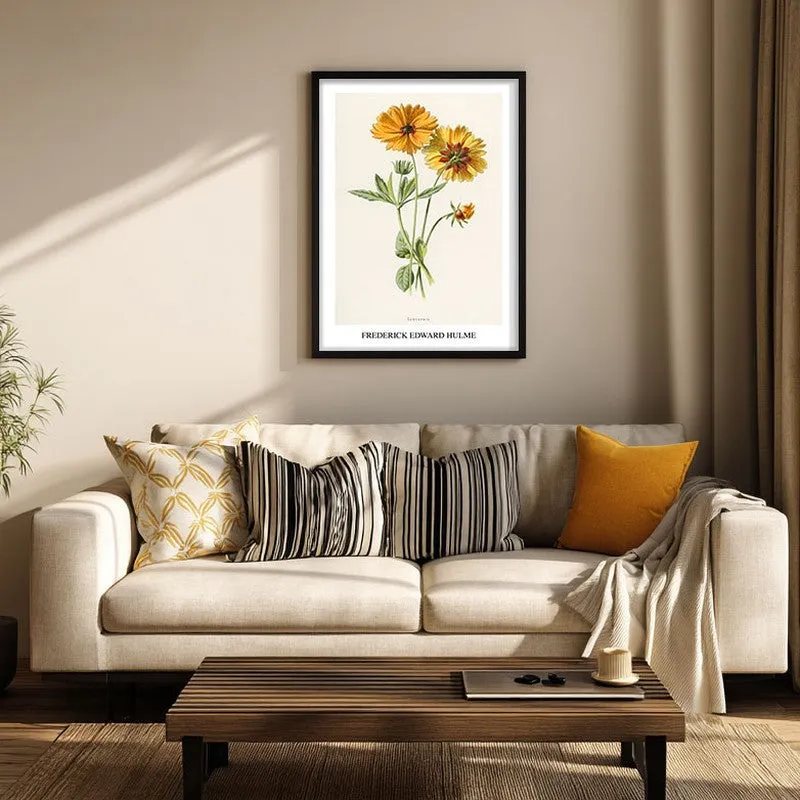 Coreopsis Frederick Edward Hulme Archival Canvas Wall Painting - Black Frame media 3