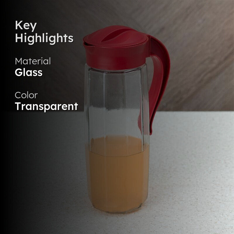 Domana Fersha Transparent Jug With Lid (Red) - 1600 mL media 2