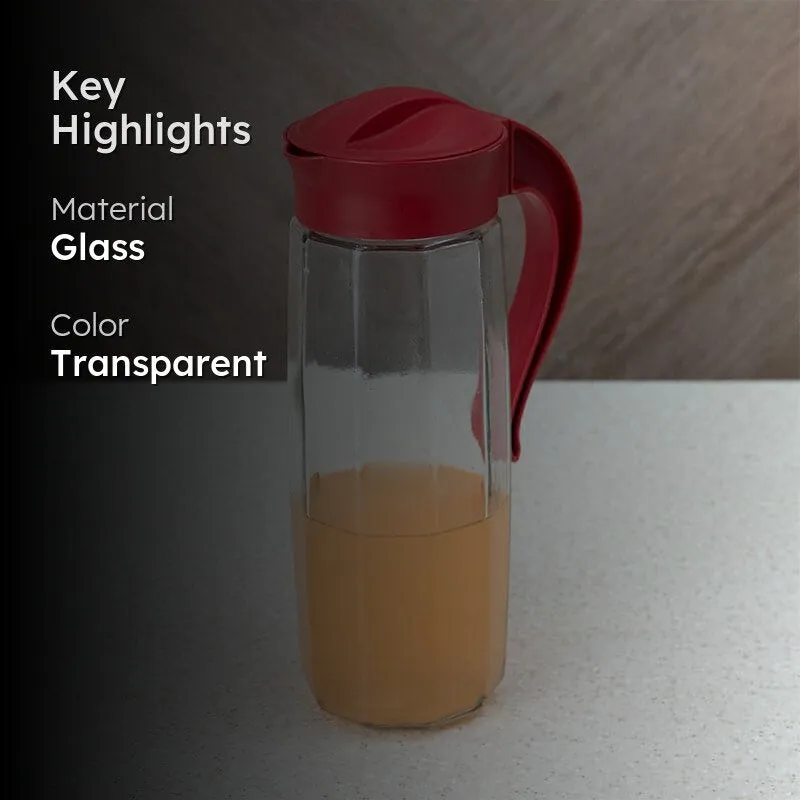 Domana Fersha Transparent Jug With Lid (Red) - 1600 mL media 2