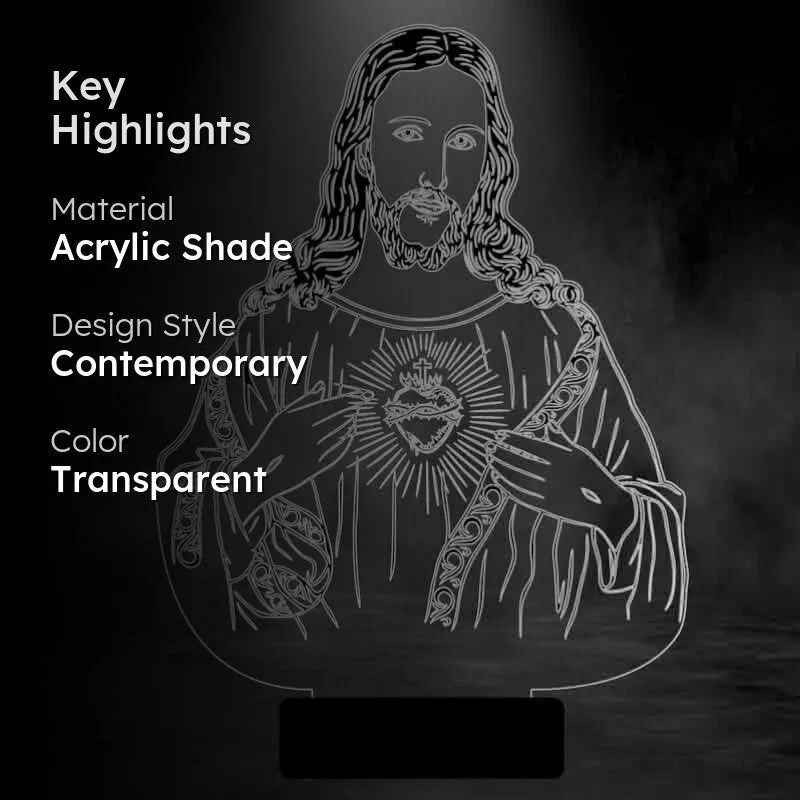 Almighty Jesus Acrylic Table Lamp - Transparent media 2