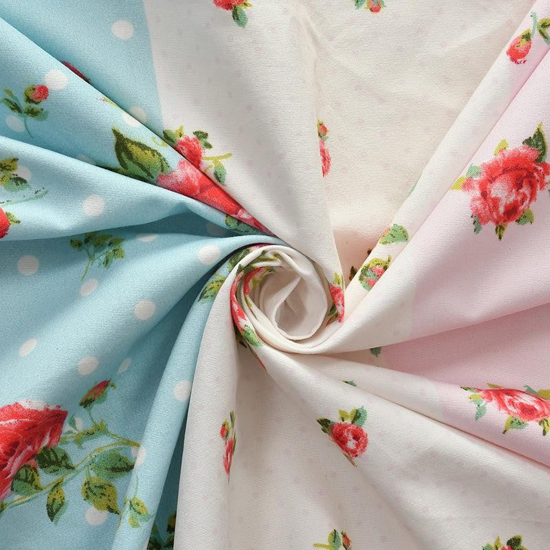 Safro Floral Microfiber Bedsheet (White & Blue) - 130 GSM media 4