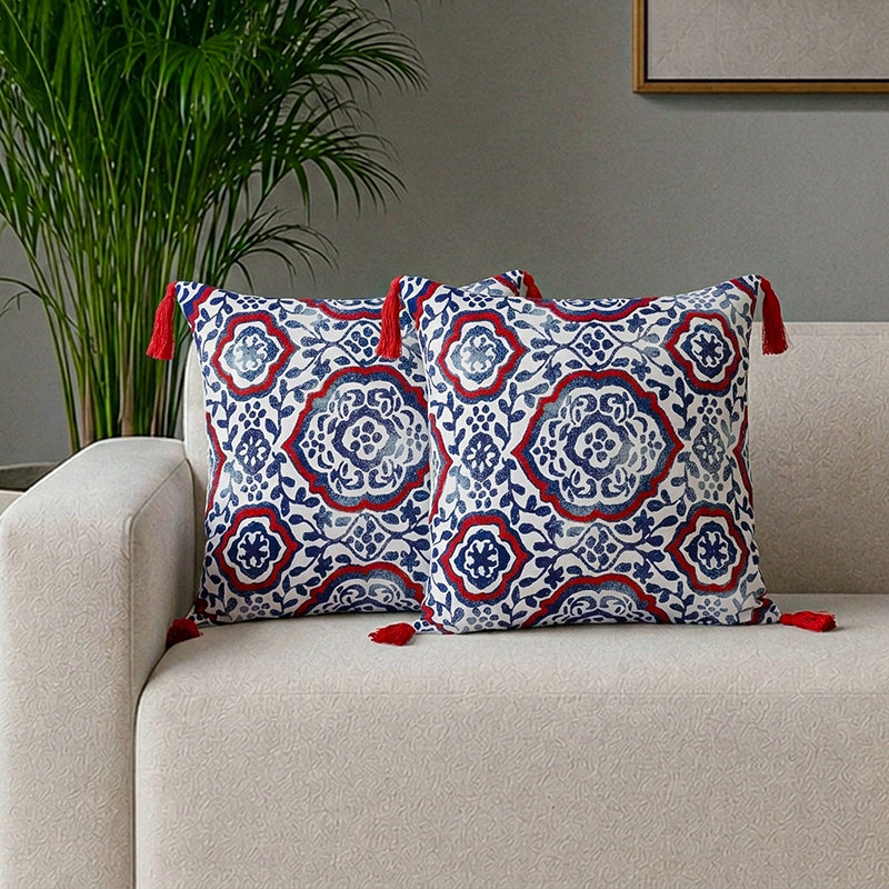 Cairo Dreams Printed Cotton Cushion Cover - Set Of Two - 18 x 18 Inches