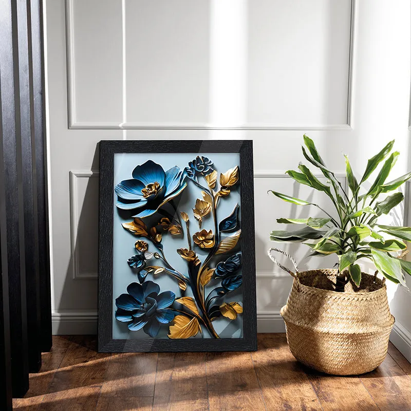Indigo Flora Relief Wall Painting media 3