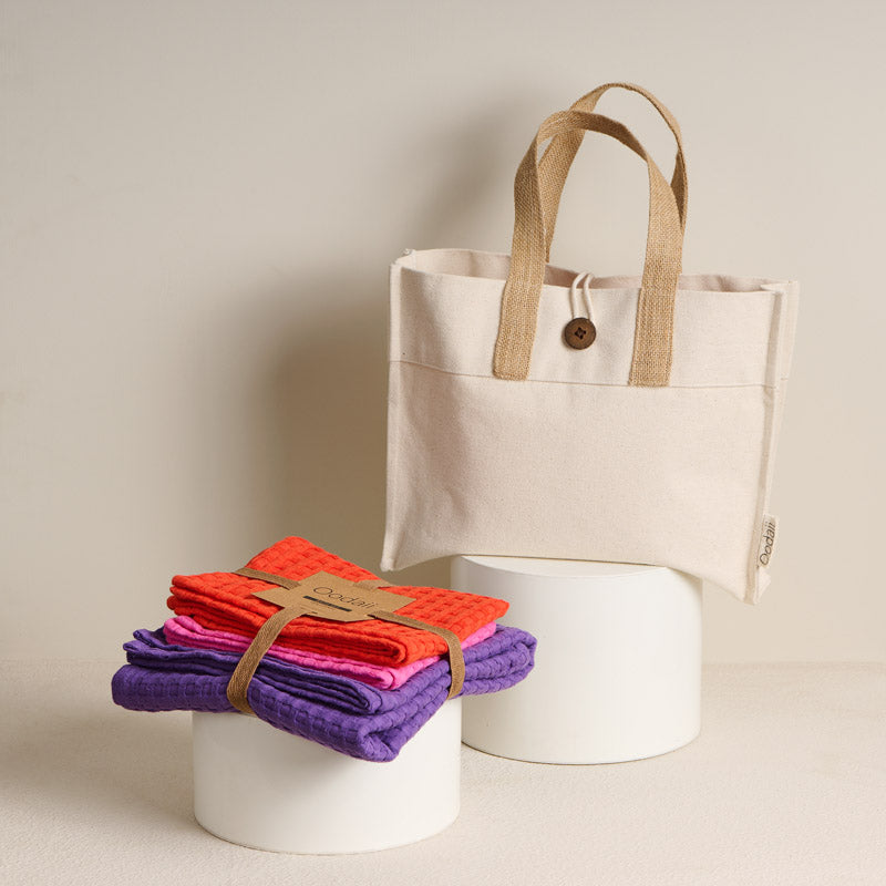Chroma Bright Towel Set & Tote Bag - Four Piece Set