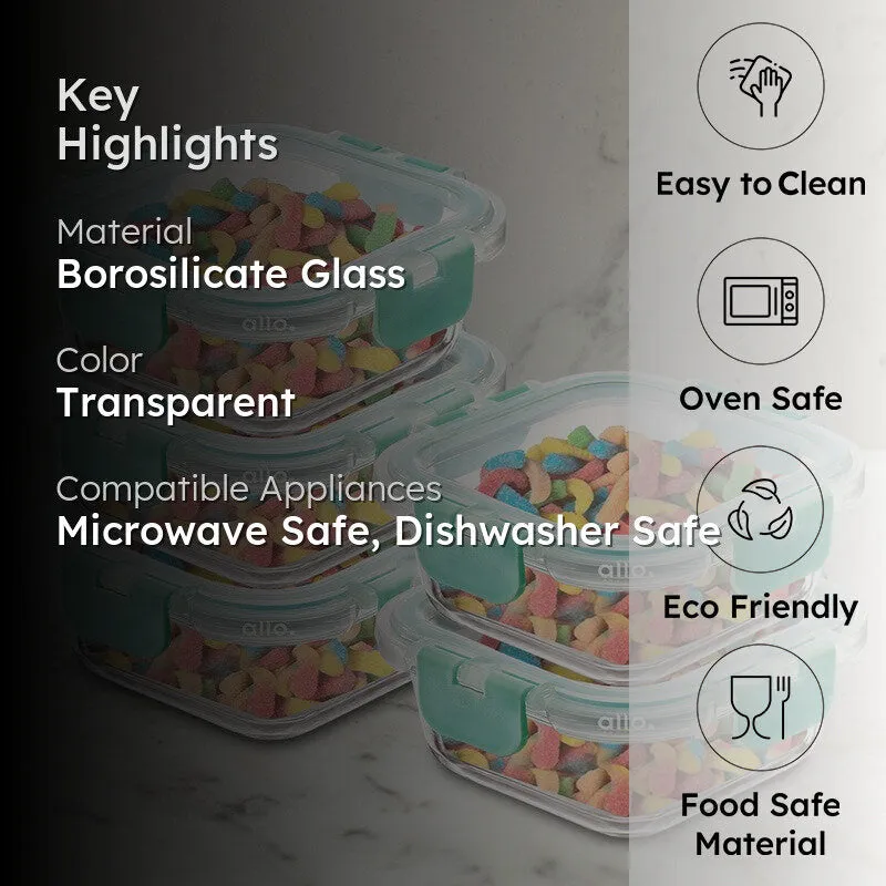 Tifrak Leak Proof Glass Lunch Box (160 mL Each) - Set Of Five media 2