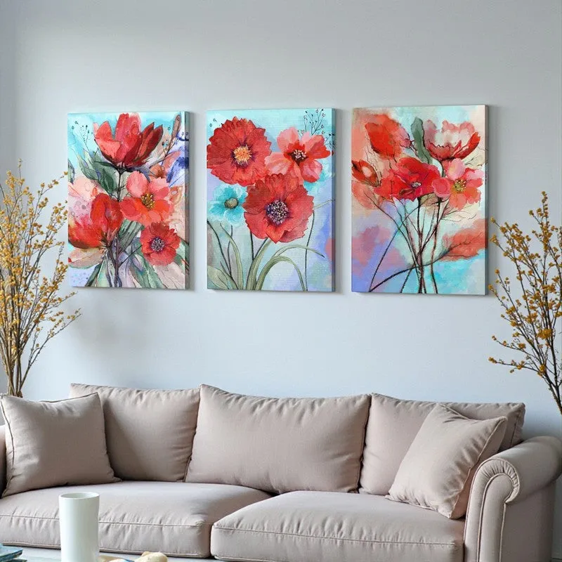 Bloom Parade Wall Painting - Set Of Three media 4