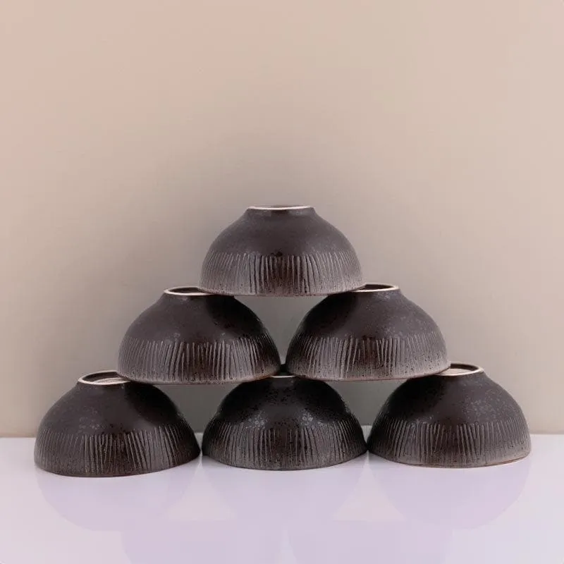 Rustic Brown Bowl - Set Of Six media 1