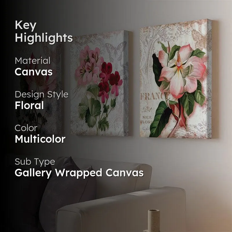 Hendo Bloom Canvas Wall Painting - Set Of Three media 2