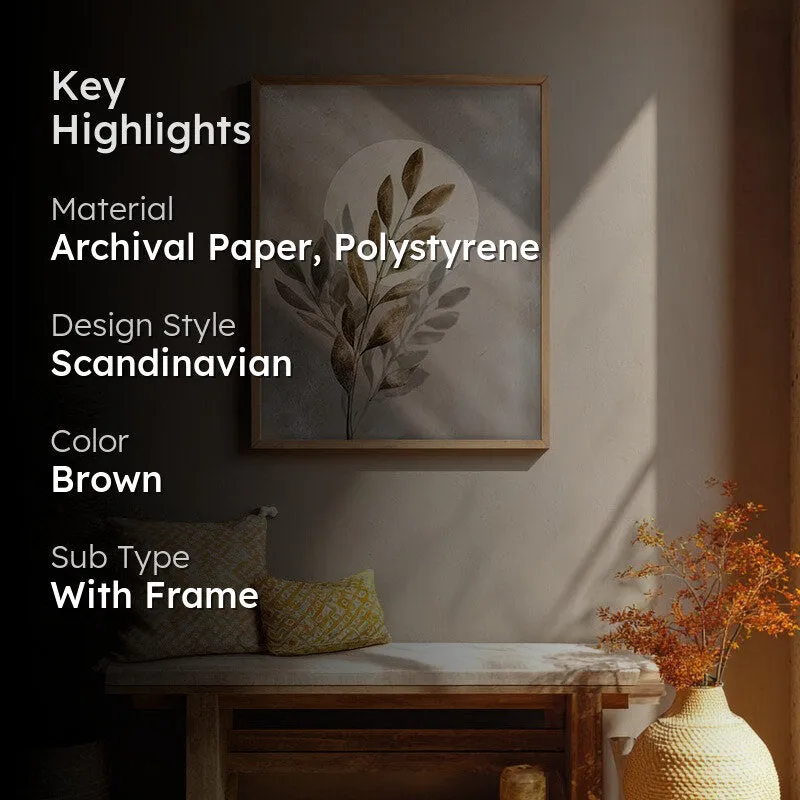 Nature Inspired Botanical Archival Paper Wall Painting With Brown Frame media 2