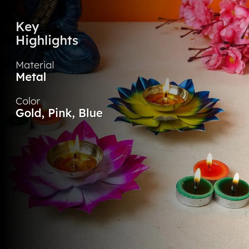 Sacred Bloom Diya- Set Of Two media 2