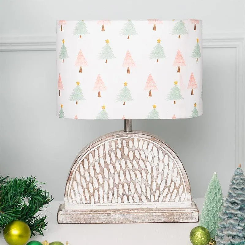 Christmas Tree Hemidome Fabric Table Lamp - White - 3