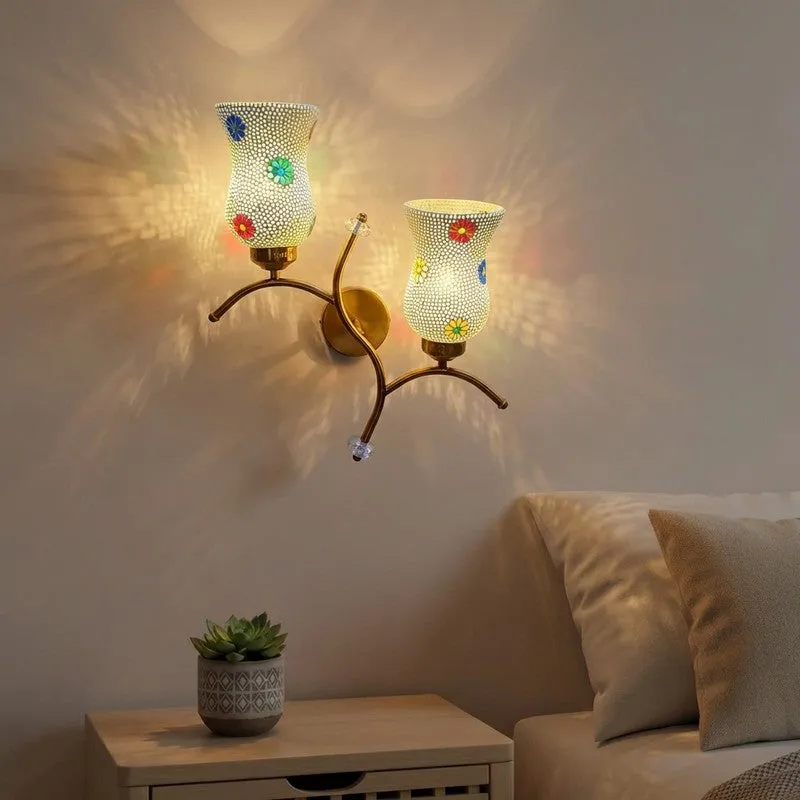 Lumecrest Twin Glass Wall Lamp - White media 1