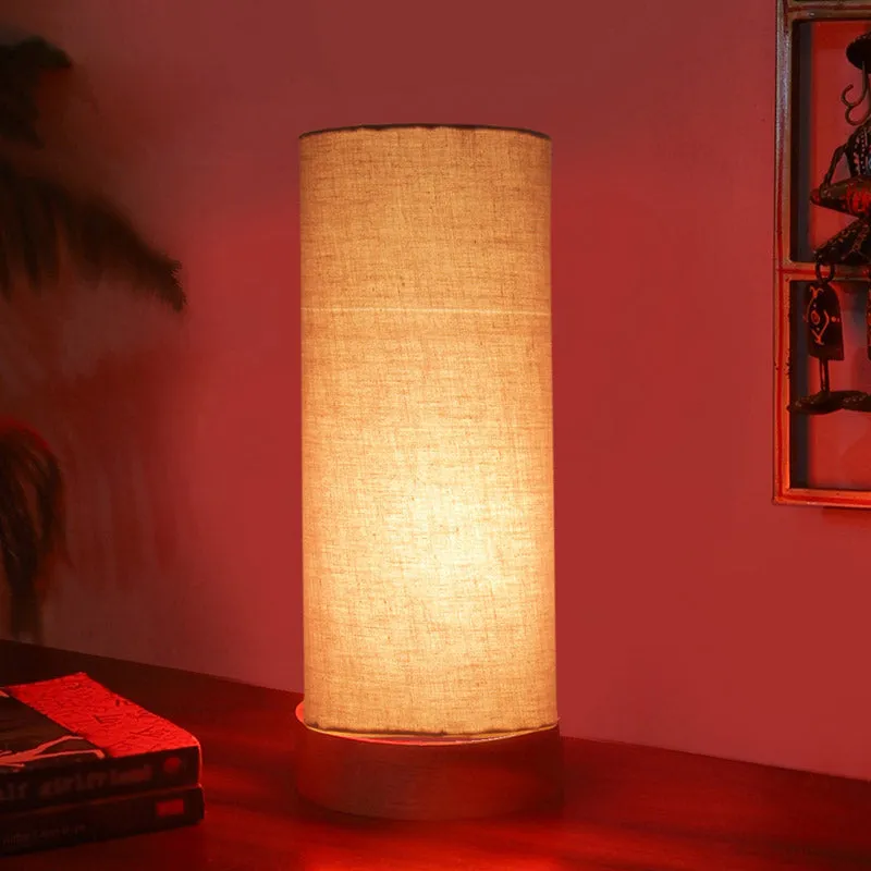 Nyra Tower Wooden Table Lamp - Grey,Brown media 2