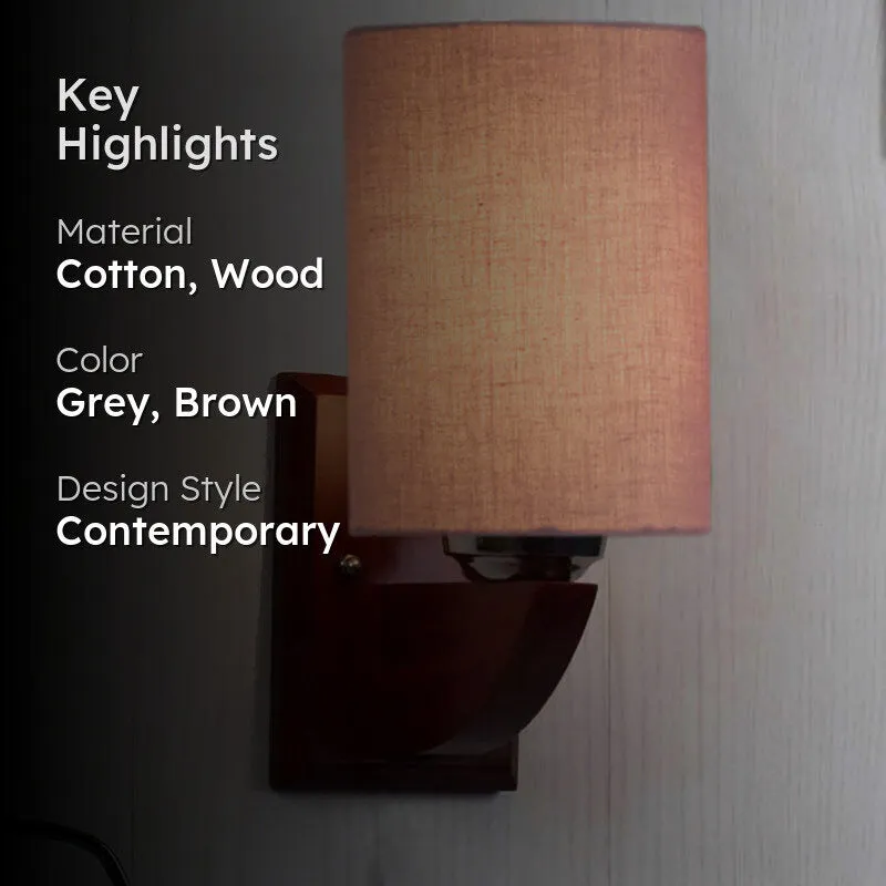 Shell Pink Cylindrical Wooden Wall Lamp media 2
