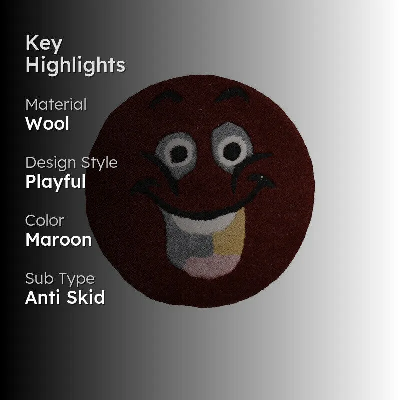 Smile Burst Wool Carpet - Maroon media 2