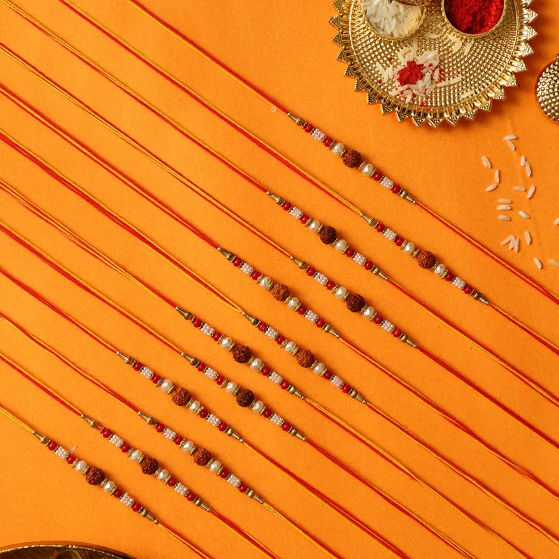 Rudraksha I Rakhi with Roli Chawal - Thirteen Piece Set media 3