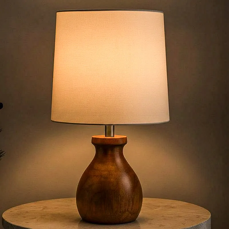Eleera Wooden Table Lamp - White,Brown media 1