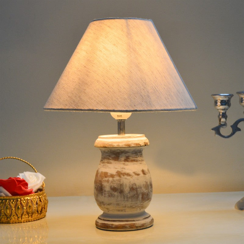 SolidGlow Wooden Table Lamp - White