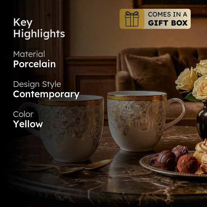 Gilded Iris Pete 24k Gold Brushed Porcelain Coffee Mug (300 mL Each/Gold) - Set Of Four media 2