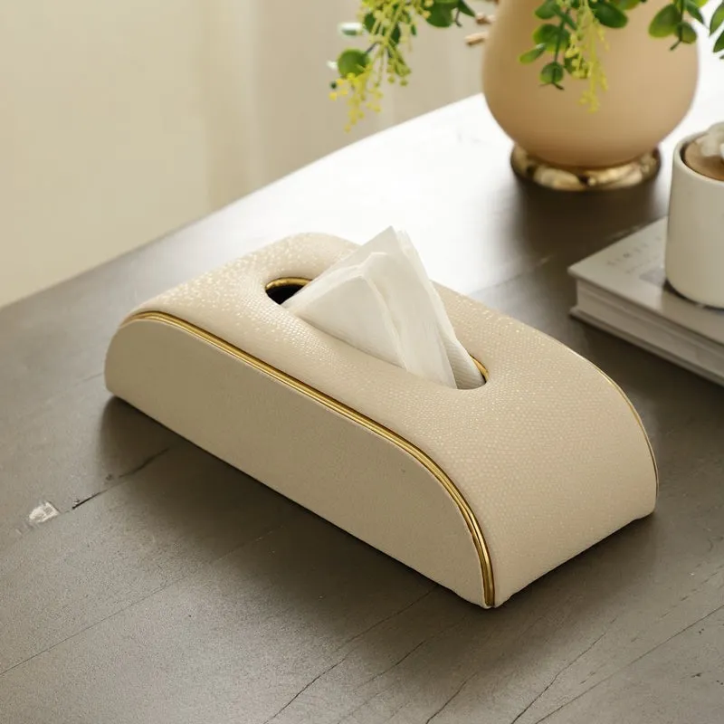 Relca Leather Tissue Box - Ivory media 1