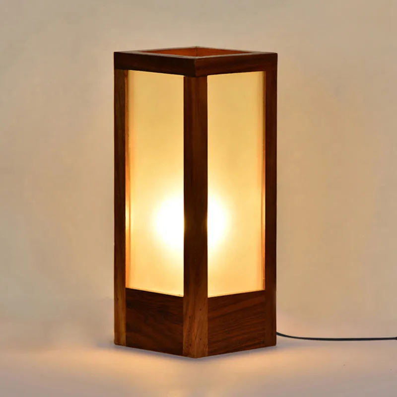 Aarush Handcrafted Frosted Glass & Sheesham Wood Table Lamp - Brown media 1