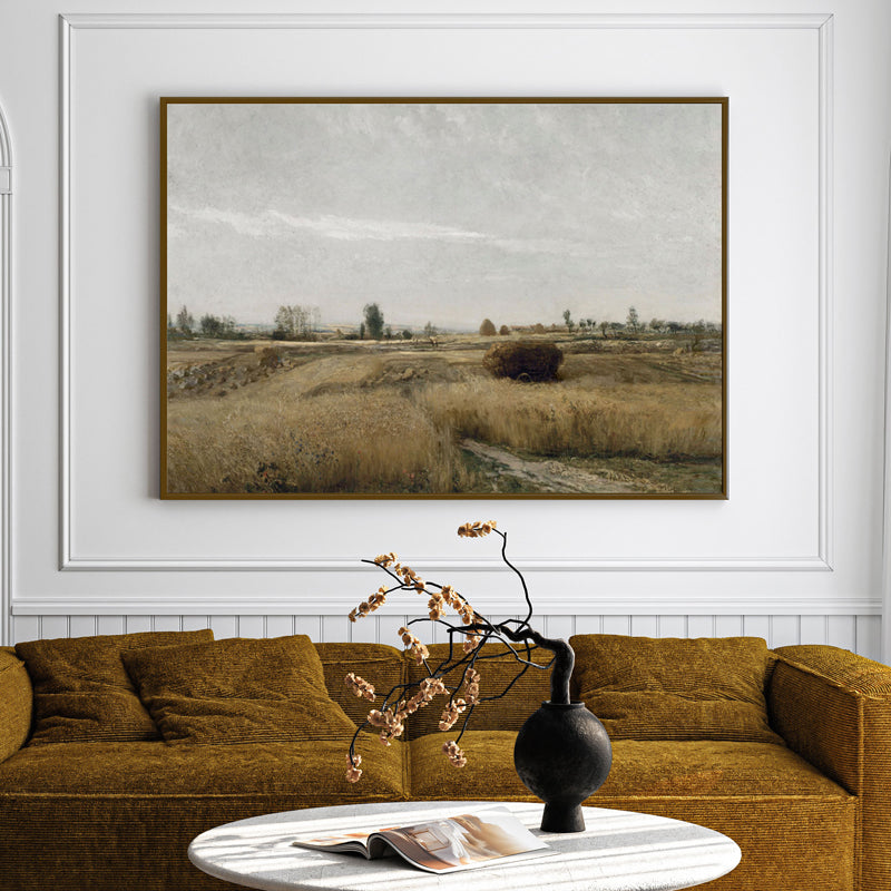 Rustic Fields Wood Wall Art With Frame - Black