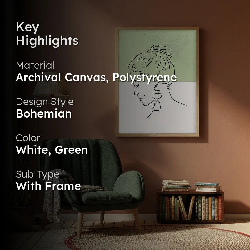 Ethereal Sketch Canvas Wall Painting With Brown Frame media 2