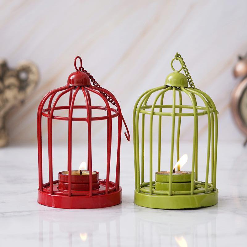 Cage Shape Tea Light Candle Holder - Red & Yellow media 3