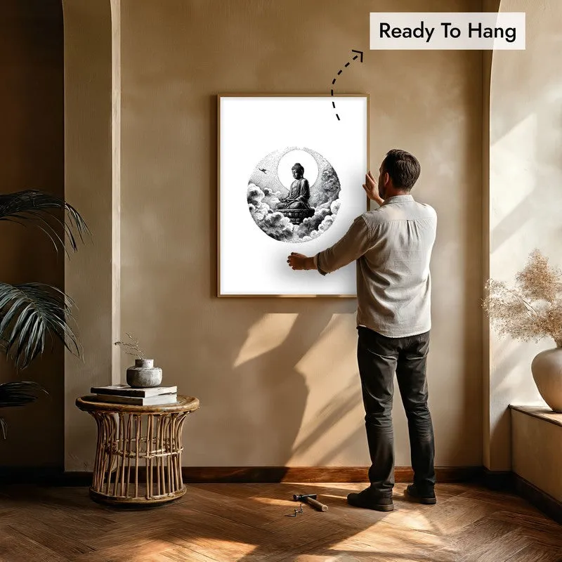 Eternal Peace Buddha Wall Painting With Brown Frame media 6